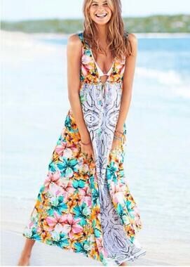 Victoria’s Secret Women's XL Watercolor Floral Maxi Slip Dress Lightweight Beach